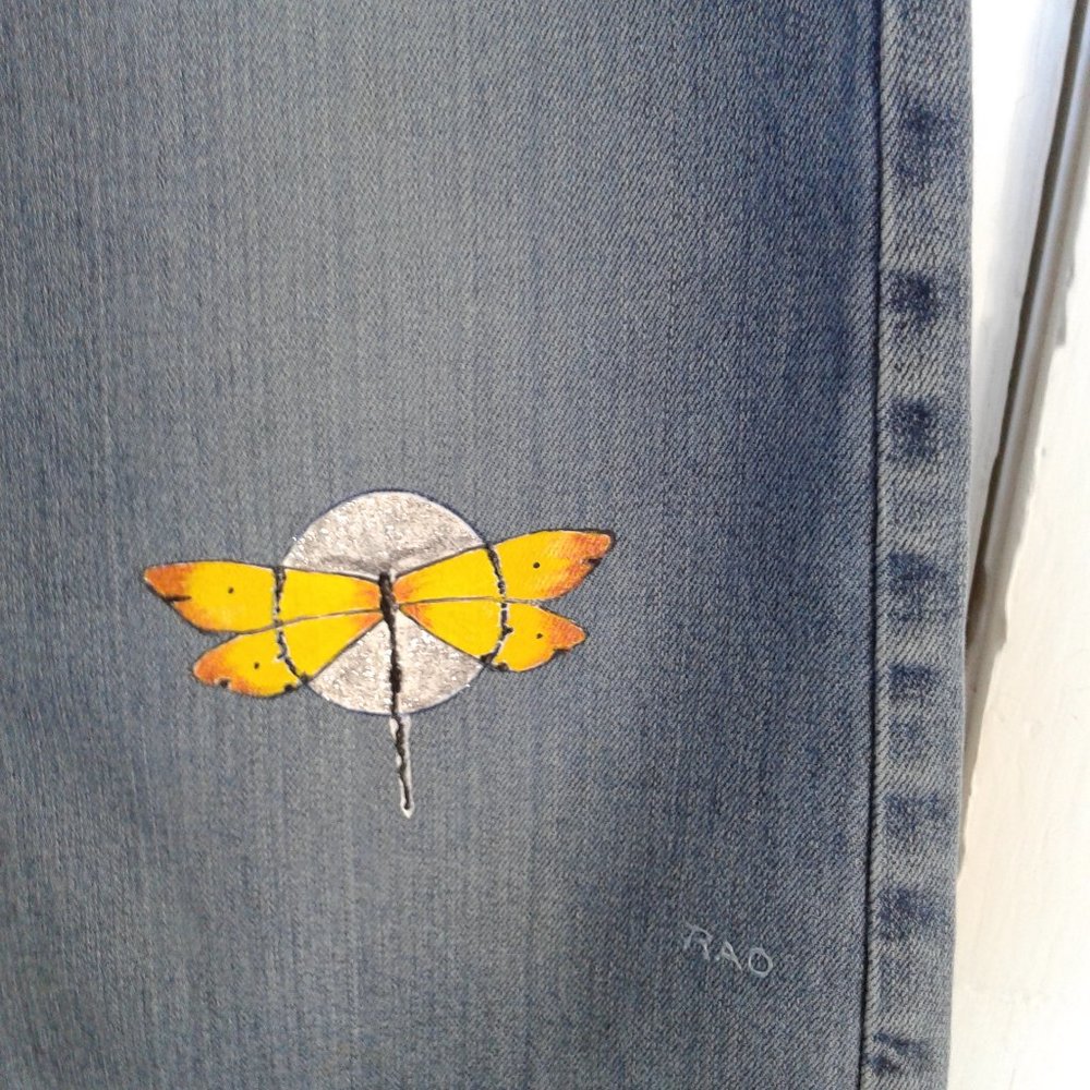 Womens Hand Painted  size 5/6 EXSPRESSJEANS - Picture 2 of 15